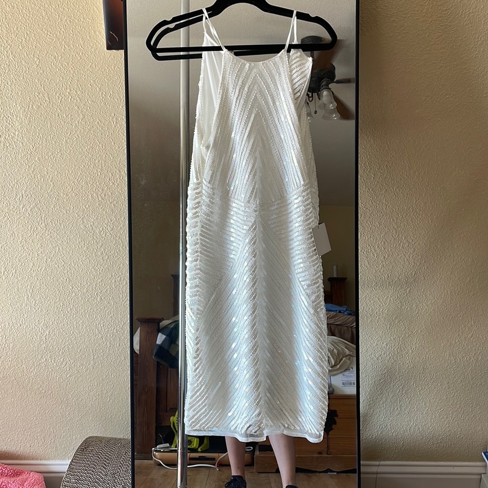 Lulus Dress NWT, Ace of Spade White Sequin Bodycon Dress